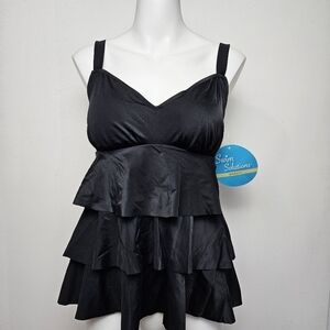 Swim Solutions Ruffle Top Slimming Swim Wear Tankini